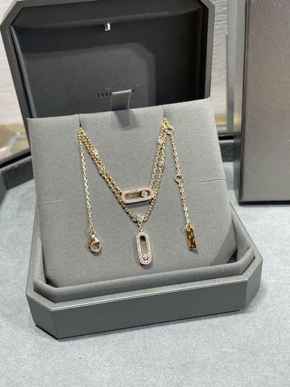 [Camiery]MOVE 2 ROW DIAMOND NECKLACE