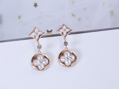 [Camiery]STAR AND SUN PINK GOLD MOP DROP EARRINGS