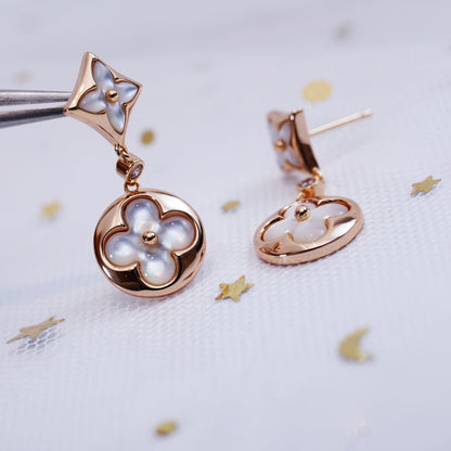 [Camiery]STAR AND SUN PINK GOLD MOP DROP EARRINGS
