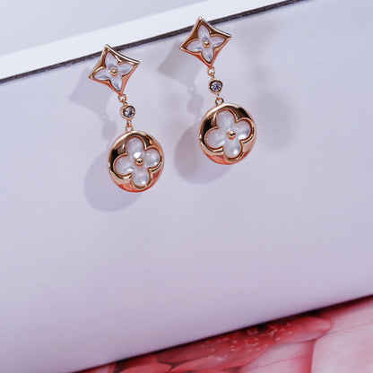 [Camiery]STAR AND SUN PINK GOLD MOP DROP EARRINGS