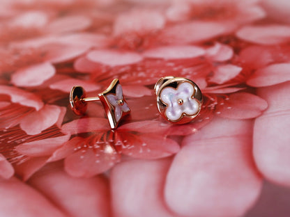 [Camiery]STAR AND SUN PINK GOLD MOP STUD EARRINGS