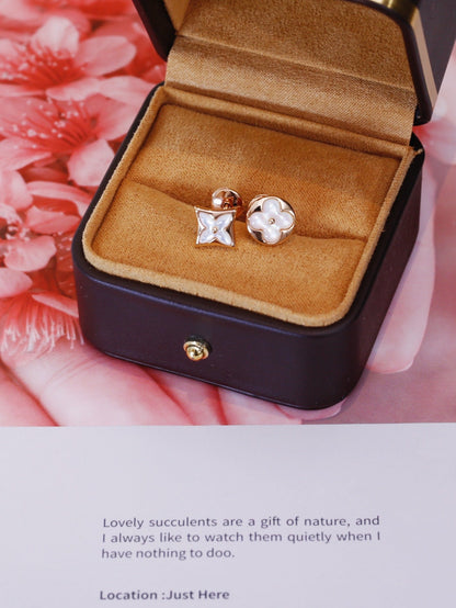 [Camiery]STAR AND SUN PINK GOLD MOP STUD EARRINGS