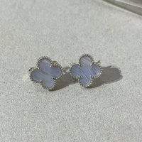 [Camiery]CLOVER CHALCEDONY SILVER STUD EARRINGS