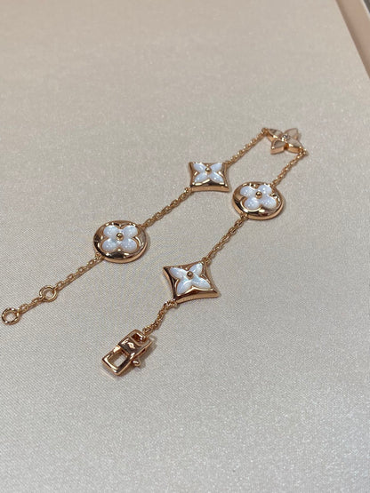 [Camiery]STAR AND SUN 5 MOTIF MOP PINK GOLD BRACELET