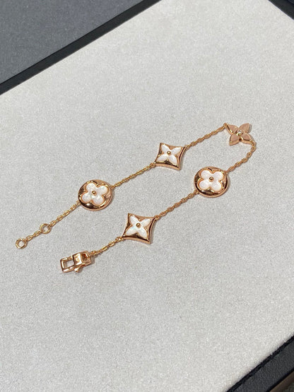 [Camiery]STAR AND SUN 5 MOTIF MOP PINK GOLD BRACELET