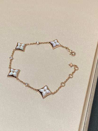 [Camiery]STAR 4 MOTIF MOP DIAMOND PINK GOLD BRACELET