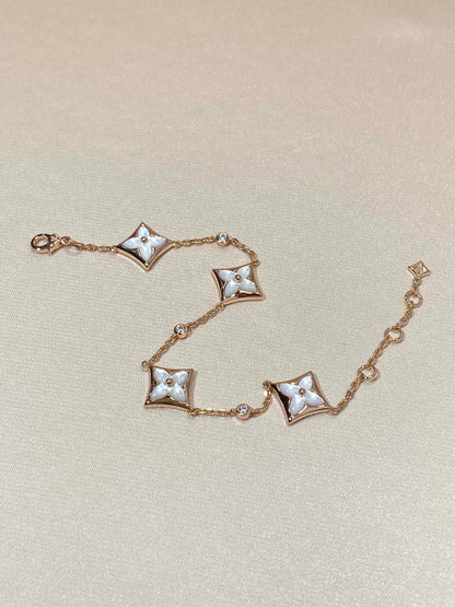 [Camiery]STAR 4 MOTIF MOP DIAMOND PINK GOLD BRACELET