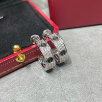 [Camiery] LOVE CERAMIC DIAMOND PAVED SILVER EARRINGS