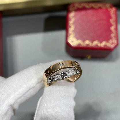 [Camiery] LOVE PINK GOLD SILVER DIAMOND DOUBLE RING