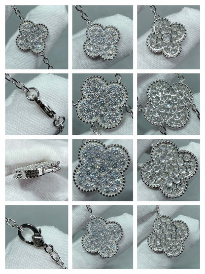 [Camiery]CLOVER 6 MOTIF DIAMOND PAVED NECKLACE
