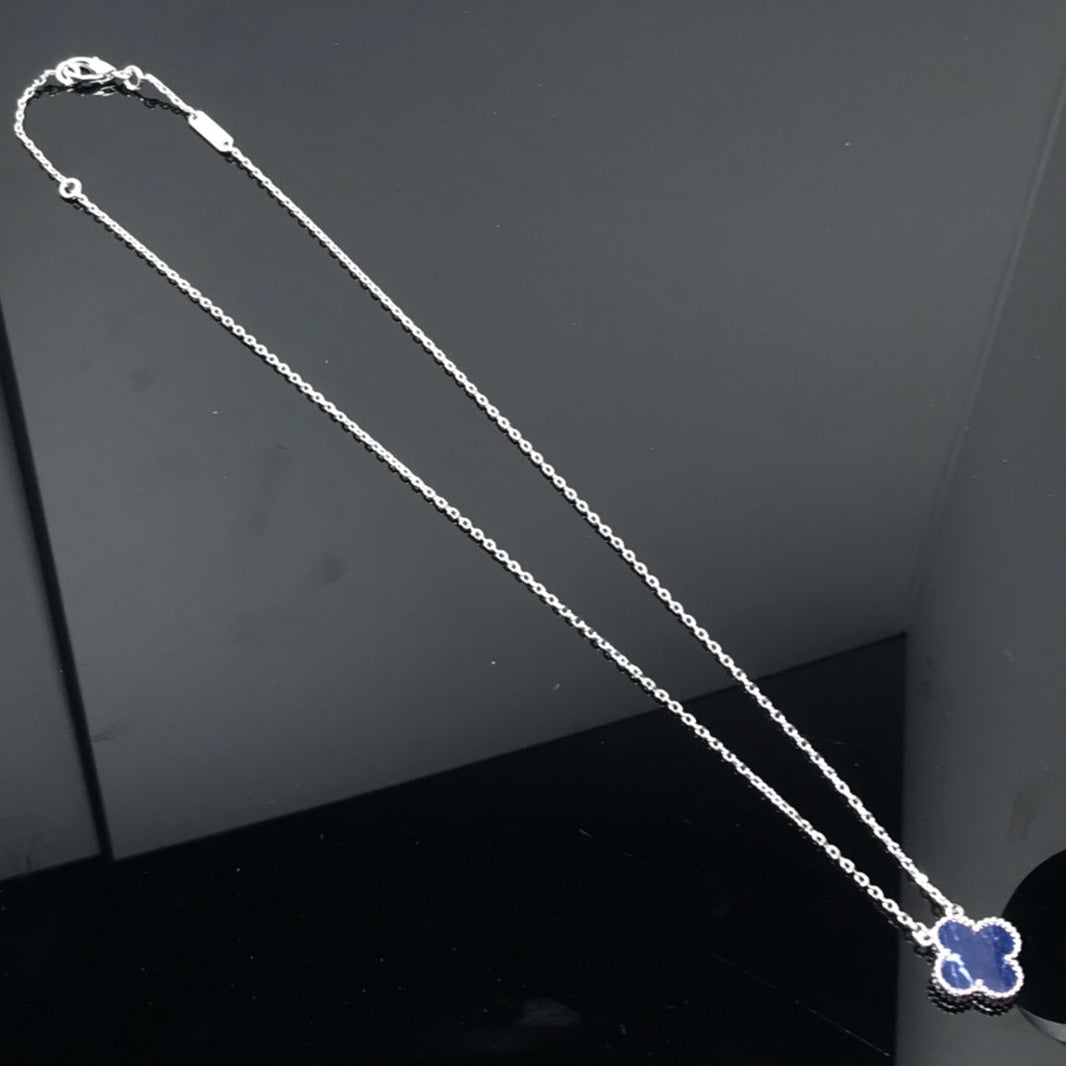 [Camiery]CLOVER PIETERSITE SILVER LONG NECKLACE