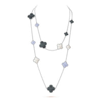 [Camiery]CLOVER 16 MOTIF CHALCEDONY MOP SILVER NECKLACE