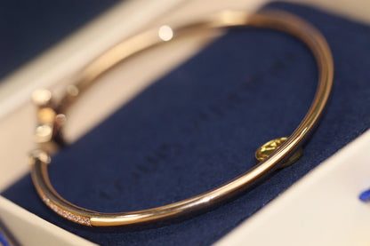 [Camiery]IDYLLE PINK GOLD OPEN BRACELET DIAMOND PAVED