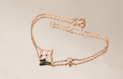 [Camiery]STAR PINK MOP 1 DIAMOND PINK GOLD NECKLACE