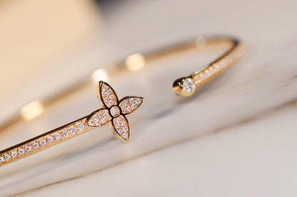 [Camiery]IDYLLE GOLD OPEN BRACELET DIAMOND PAVED