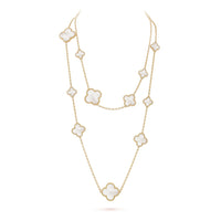[Camiery]CLOVER 16 MOTIF WHITE MOP GOLD NECKLACE
