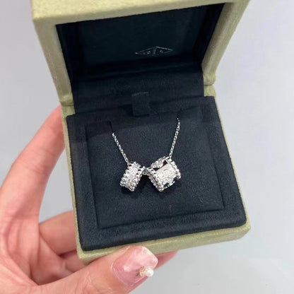 [Camiery]PERLEE DOUBLE PENDANT SILVER DIAMOND NECKLACE