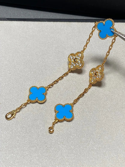 [Camiery] CLOVER 5 MOTIF BLUE AGATE BRACELET COLLECTION