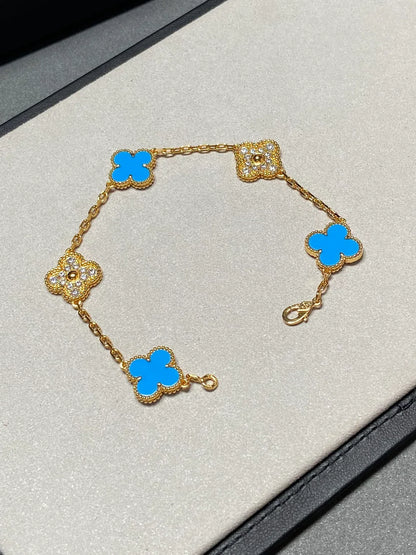 [Camiery] CLOVER 5 MOTIF BLUE AGATE BRACELET COLLECTION
