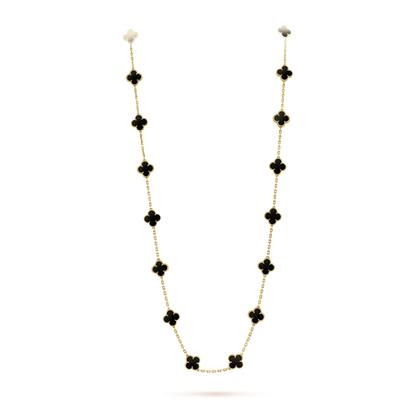 [Camiery]CLOVER 20 MOTIFS ONYX NECKLACE