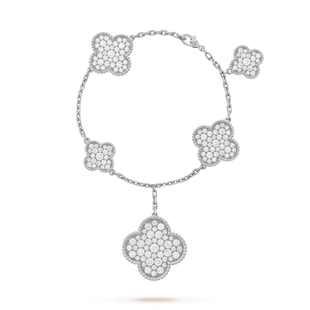 [Camiery]CLOVER 6 MOTIFS SILVER DIAMOND BRACELET