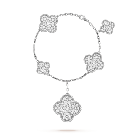 [Camiery]CLOVER 6 MOTIFS SILVER DIAMOND BRACELET