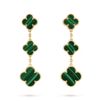 [Camiery]CLOVER MALACHITE 3 MOTIFS GOLD