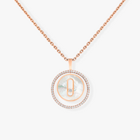[Camiery]LUCKY MOVE 1 DIAMOND WHITE MOTHER OF PEARL PINK GOLD DIAMOND NECKLACE