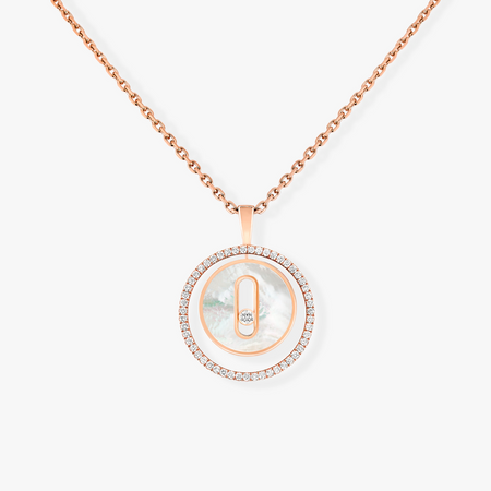 [Camiery]LUCKY MOVE 1 DIAMOND WHITE MOTHER OF PEARL PINK GOLD DIAMOND NECKLACE