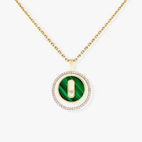 [Camiery]LUCKY MOVE 1 DIAMOND MALACHITE GOLD DIAMOND NECKLACE