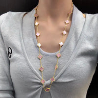 [Camiery]CLOVER 20 MOTIFS PINK MOP NECKLACE