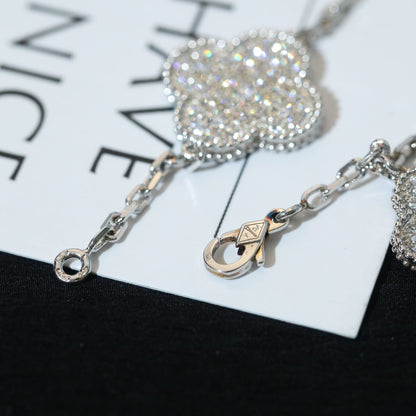 [Camiery]CLOVER BRACELET 5 MOTIF SILVER DIAMOND PAVED