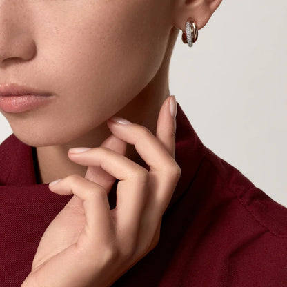 [Camiery] TRINITY HALF DIAMOND  CLASSIC EARRINGS