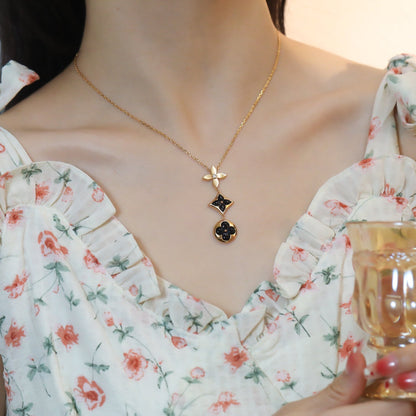 [Camiery]STAR AND SUN ONYX PINK GOLD NECKLACE