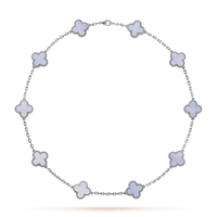 [Camiery]CLOVER 10 MOTIFS BLUE CHALCEDONY NECKLACE