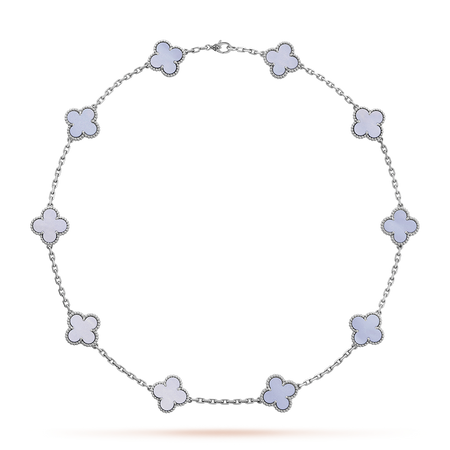 [Camiery]CLOVER 10 MOTIFS BLUE CHALCEDONY NECKLACE