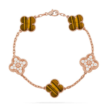 [Camiery] CLOVER 5 MOTIFS TIGER EYE BRACELET COLLECTION