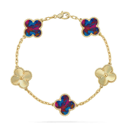 [Camiery]CLOVER 5 MOTIF COLOR GEMSTONES BRACELET COLLECTION