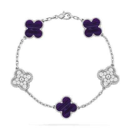 [Camiery]CLOVER 5 MOTIF PURPLE STRIPES BRACELET COLLECTION