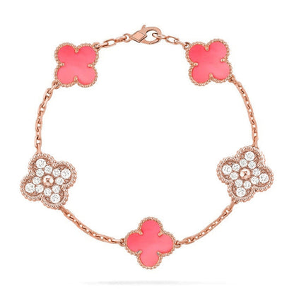 [Camiery] CLOVER 5 MOTIFS  PINK MOP BRACELET COLLECTION