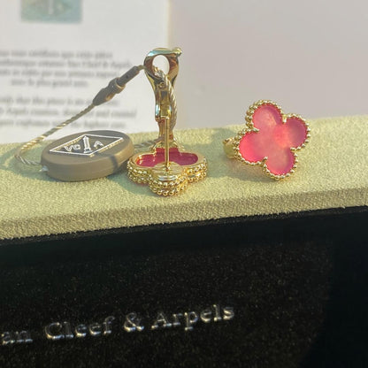 [Camiery]NEW CLOVER 15MM PINK ENAMEL STUD EARRINGS