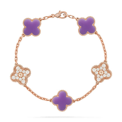 [Camiery]CLOVER 5 MOTIF LIGHT PURPLE BRACELET COLLECTION
