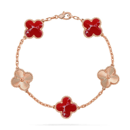 [Camiery]CLOVER 5 MOTIF RED PATTERN BRACELET COLLECTION