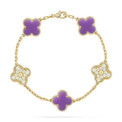 [Camiery]CLOVER 5 MOTIF LIGHT PURPLE BRACELET COLLECTION