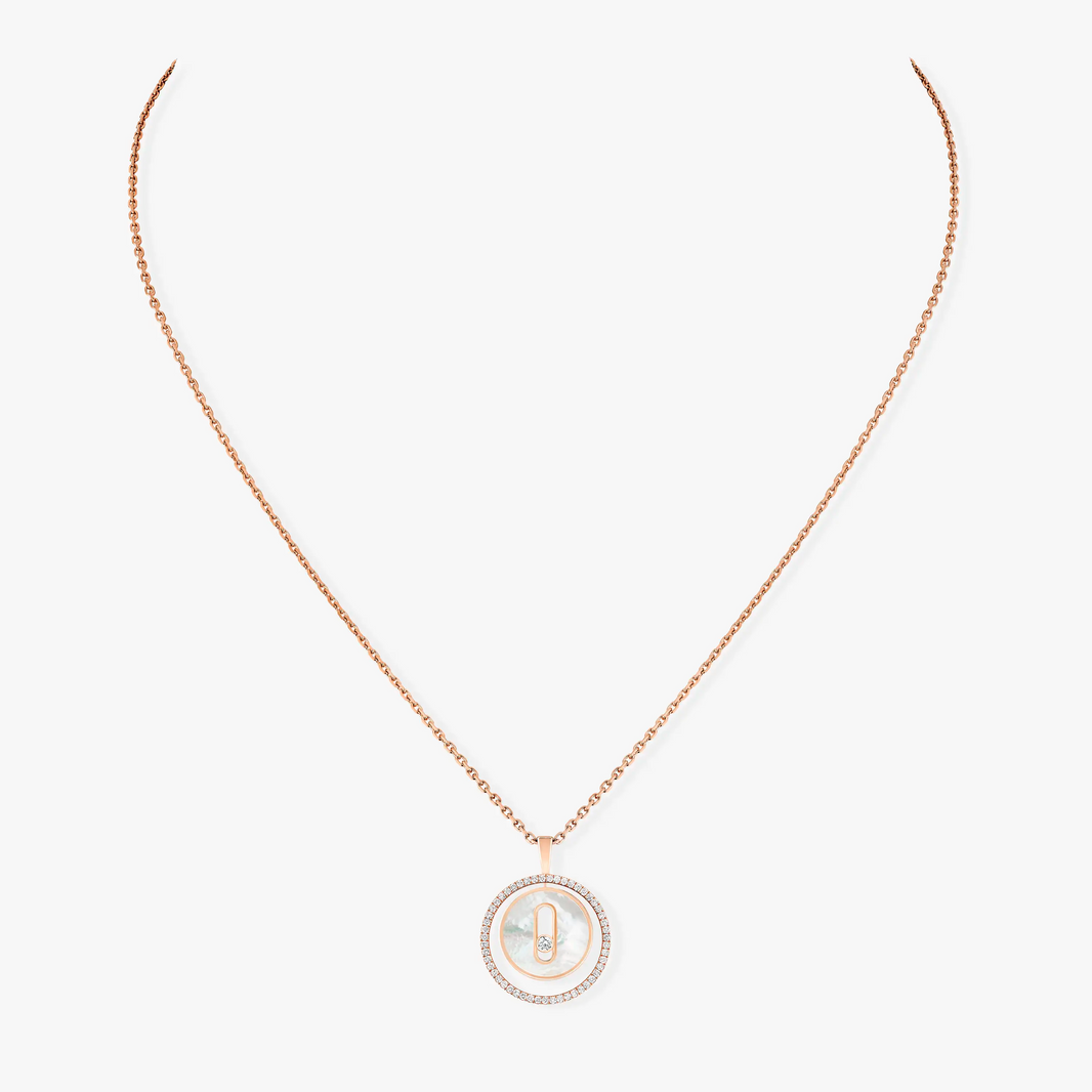 [Camiery]LUCKY MOVE 1 DIAMOND WHITE MOTHER OF PEARL PINK GOLD DIAMOND NECKLACE