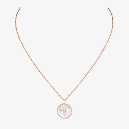 [Camiery]LUCKY MOVE 1 DIAMOND WHITE MOTHER OF PEARL PINK GOLD DIAMOND NECKLACE