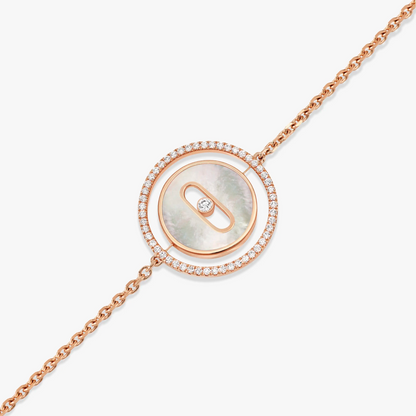 [Camiery]LUCKY MOVE WHITE MOTHER OF PEARL PINK GOLD DIAMOND BRACELET