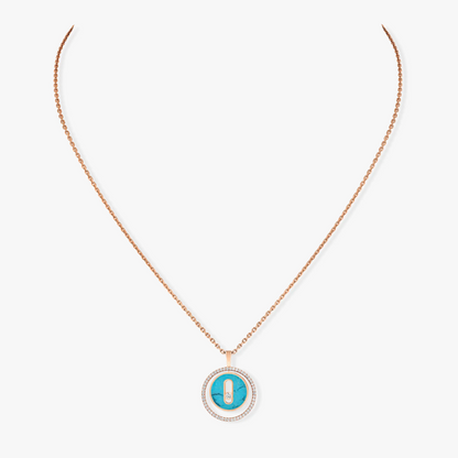 [Camiery]LUCKY MOVE 1 DIAMOND TURQUOISE PINK GOLD DIAMOND NECKLACE