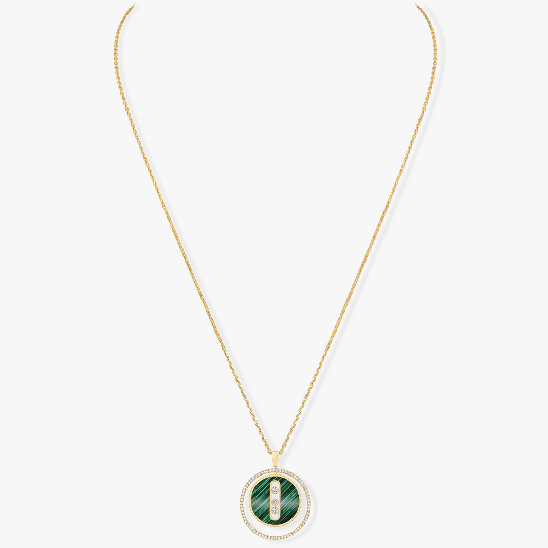 [Camiery]LUCKY MOVE 3 DIAMOND MALACHITE GOLD DIAMOND NECKLACE