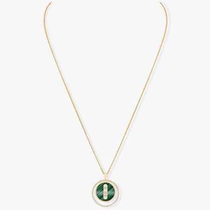 [Camiery]LUCKY MOVE 3 DIAMOND MALACHITE GOLD DIAMOND NECKLACE